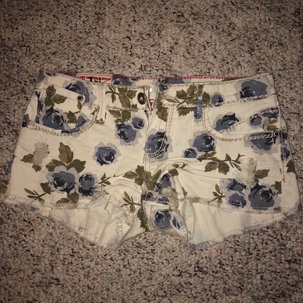 Floral jean shorts